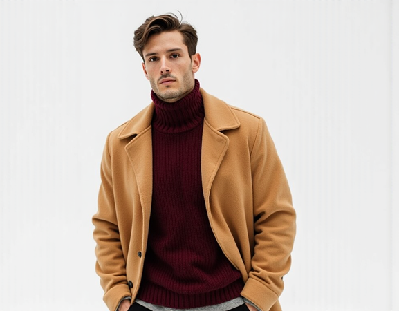 A man in a black jacket with a green hoodie, representing a virtual model created from uploaded clothing.